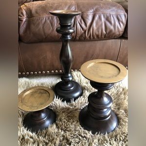 Pottery Barn set of 3 candleholders.